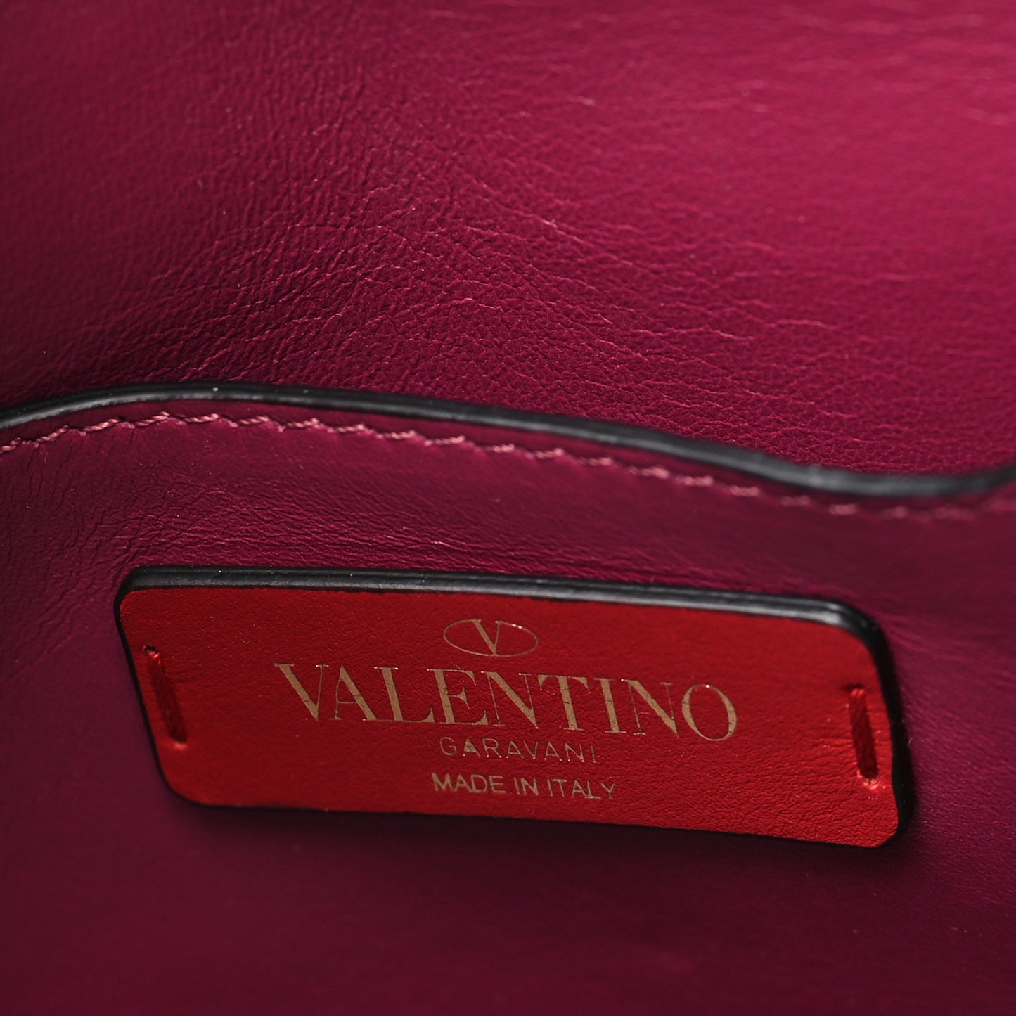 Calfskin V Rivet Chain Clutch Camelia