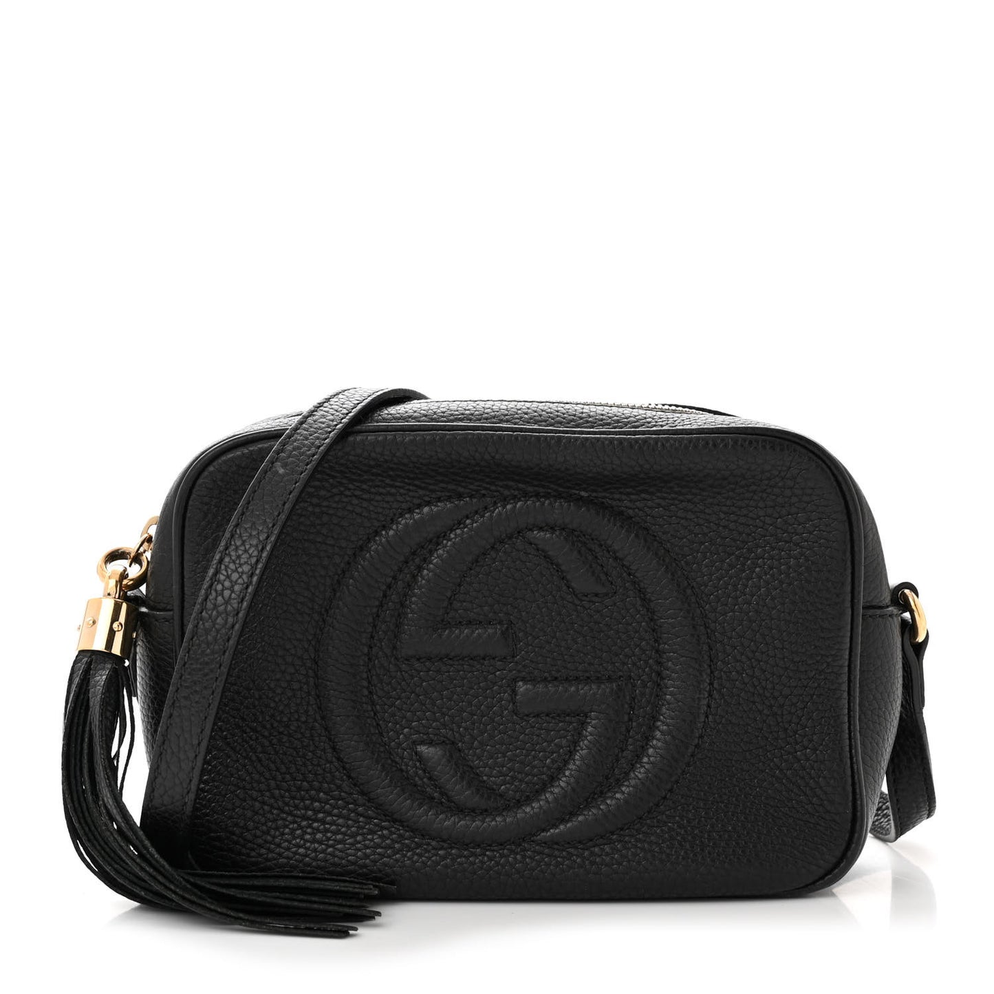 Pebbled Calfskin Small Soho Disco Bag Black