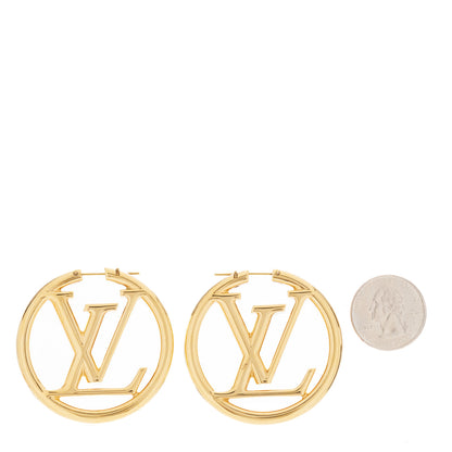 Louis Vuitton Metal Louise Hoop Earrings Gold 2 of 5