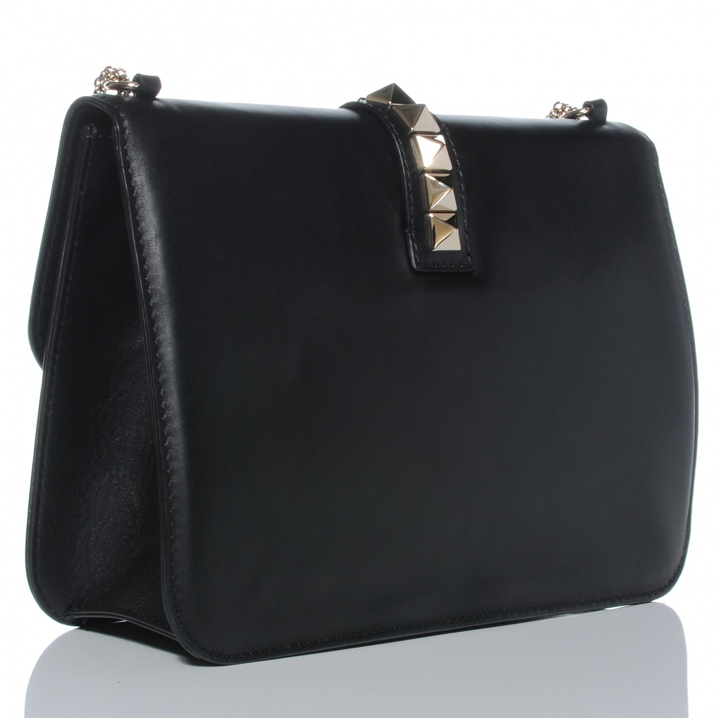 Vitello Grande Glam Lock Rockstud Flap Black