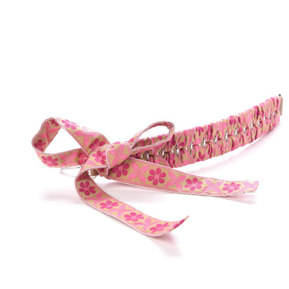 Fendi Calfskin Ribbon Lace Up Floral Strap You Pink 4 of 4