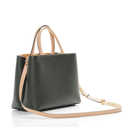 Fendi Vitello Dolce Bi-Color Petite 2Jours Tote Verde Prato Makeup 3 of 7