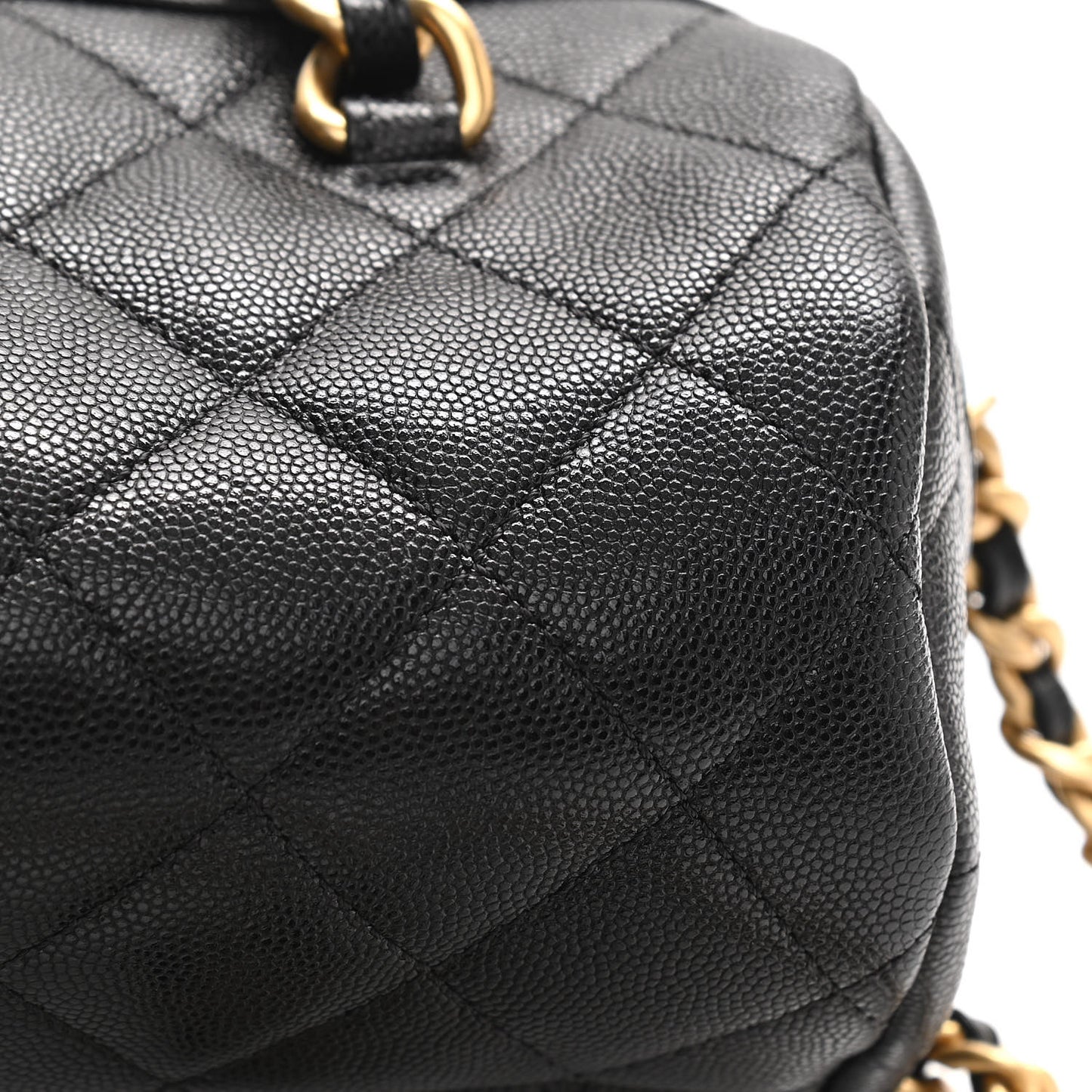 Caviar Quilted Small Fashion Therapy Bowling Bag Black