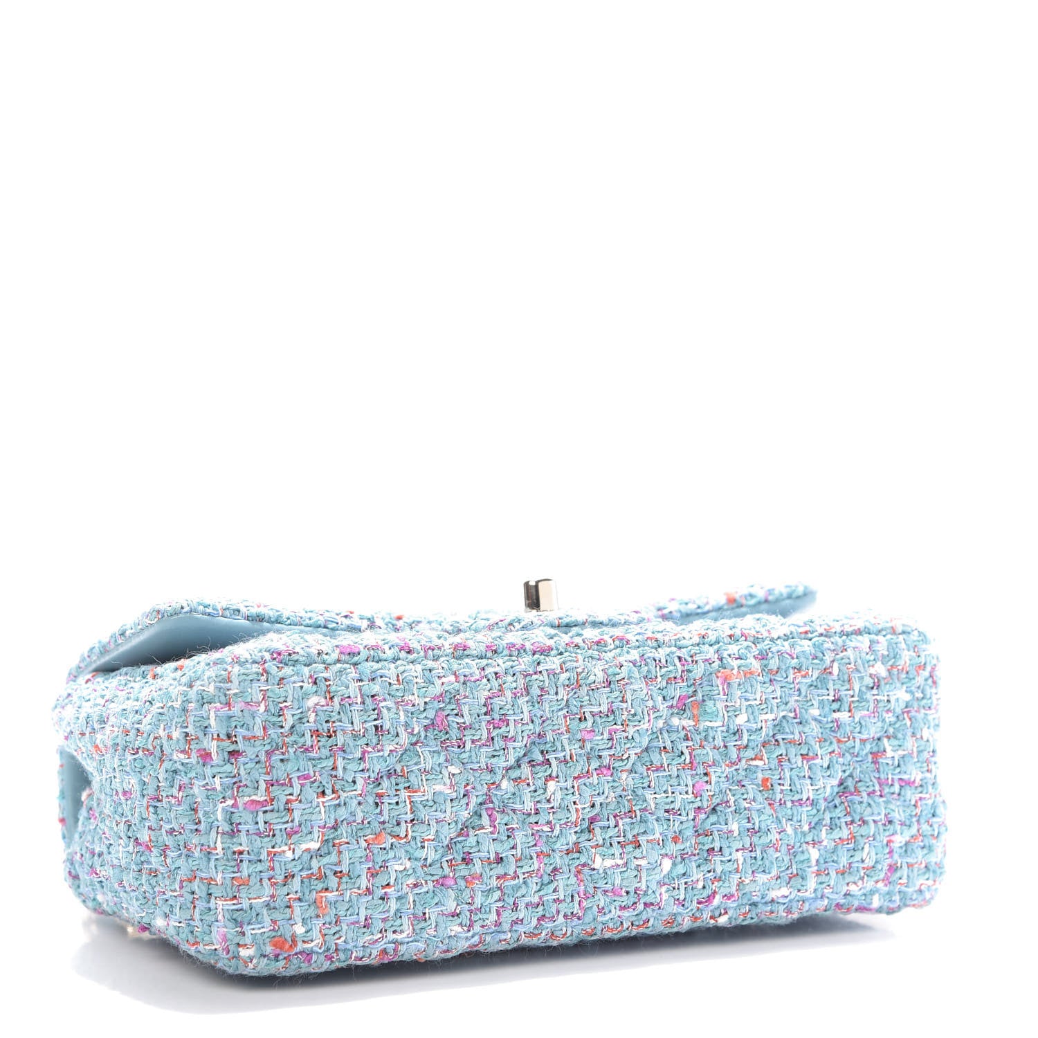 Chanel Tweed Quilted Mini Rectangular Flap Turquoise Purple White Red 4 of 9