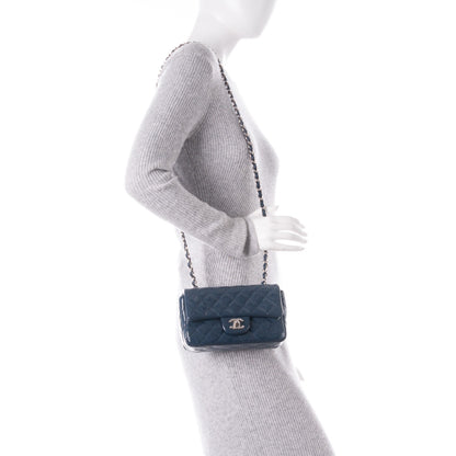 Chanel Patent Calfskin Quilted Mini Rectangular Flap Blue 2 of 8