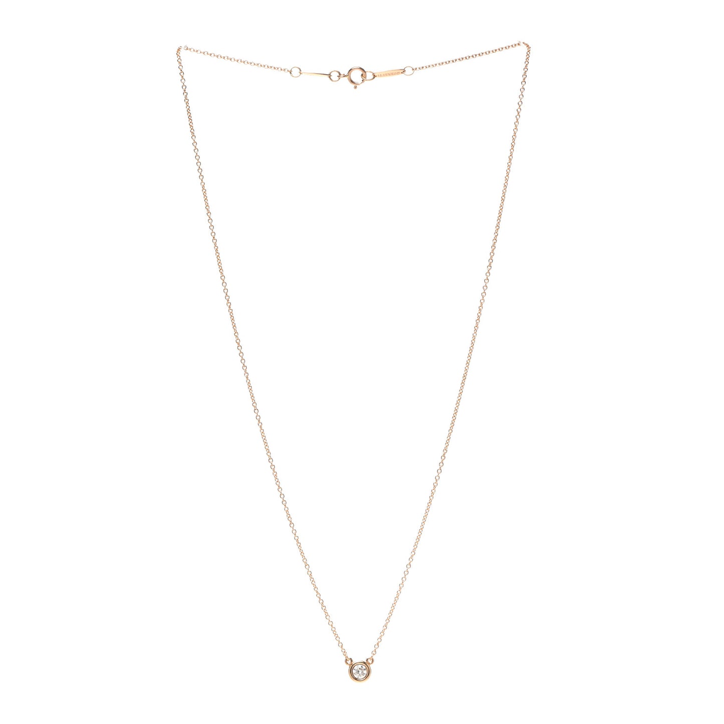 18K Rose Gold Diamond .17ct Elsa Peretti Diamonds by the Yard Pendant Necklace