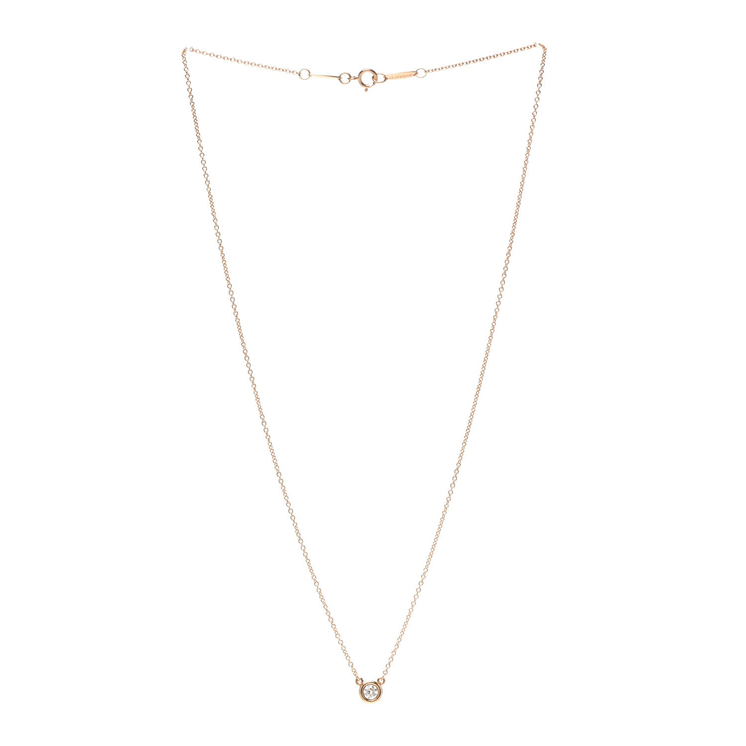 Tiffany 18K Rose Gold Diamond .17ct Elsa Peretti Diamonds by the Yard Pendant Necklace 3 of 5