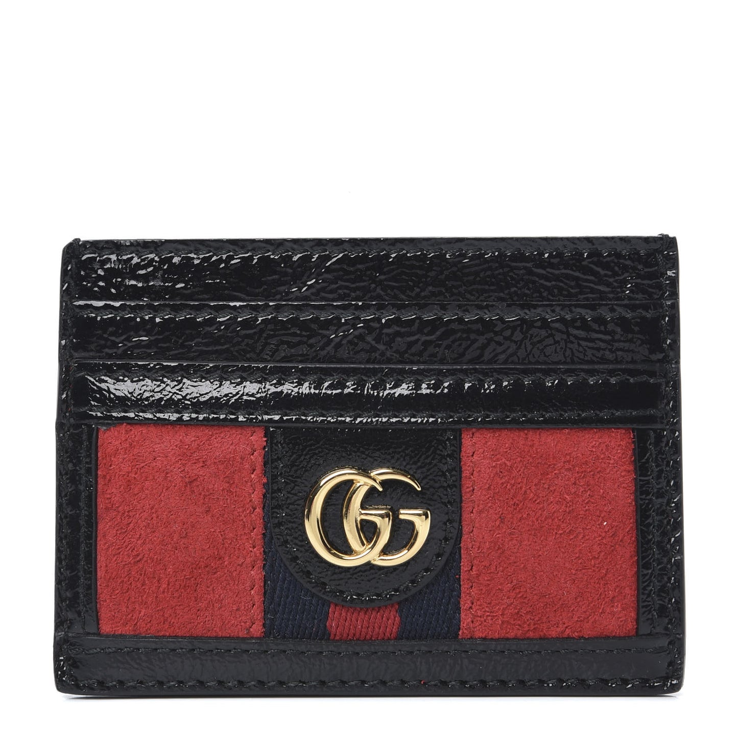 Suede Patent Ophidia Card Holder Hibiscus Red Black