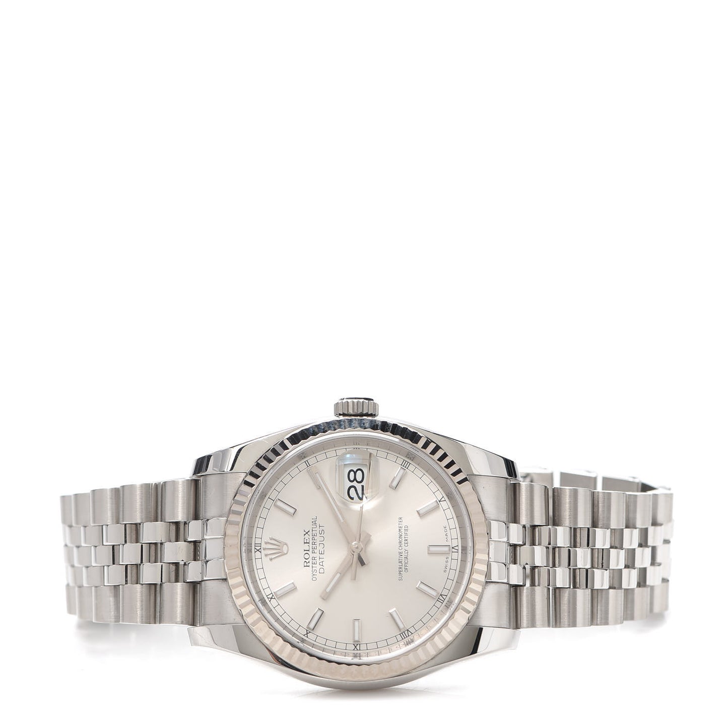 Stainless Steel 18K White Gold 36mm Oyster Perpetual Datejust Watch Silver 116234
