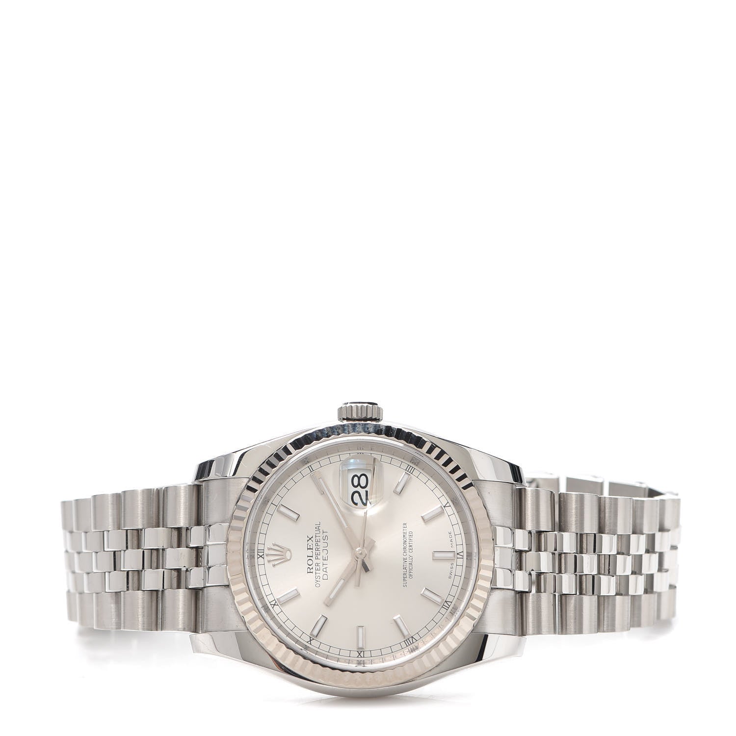 Rolex Stainless Steel 18K White Gold 36mm Oyster Perpetual Datejust Watch Silver 116234 2 of 6