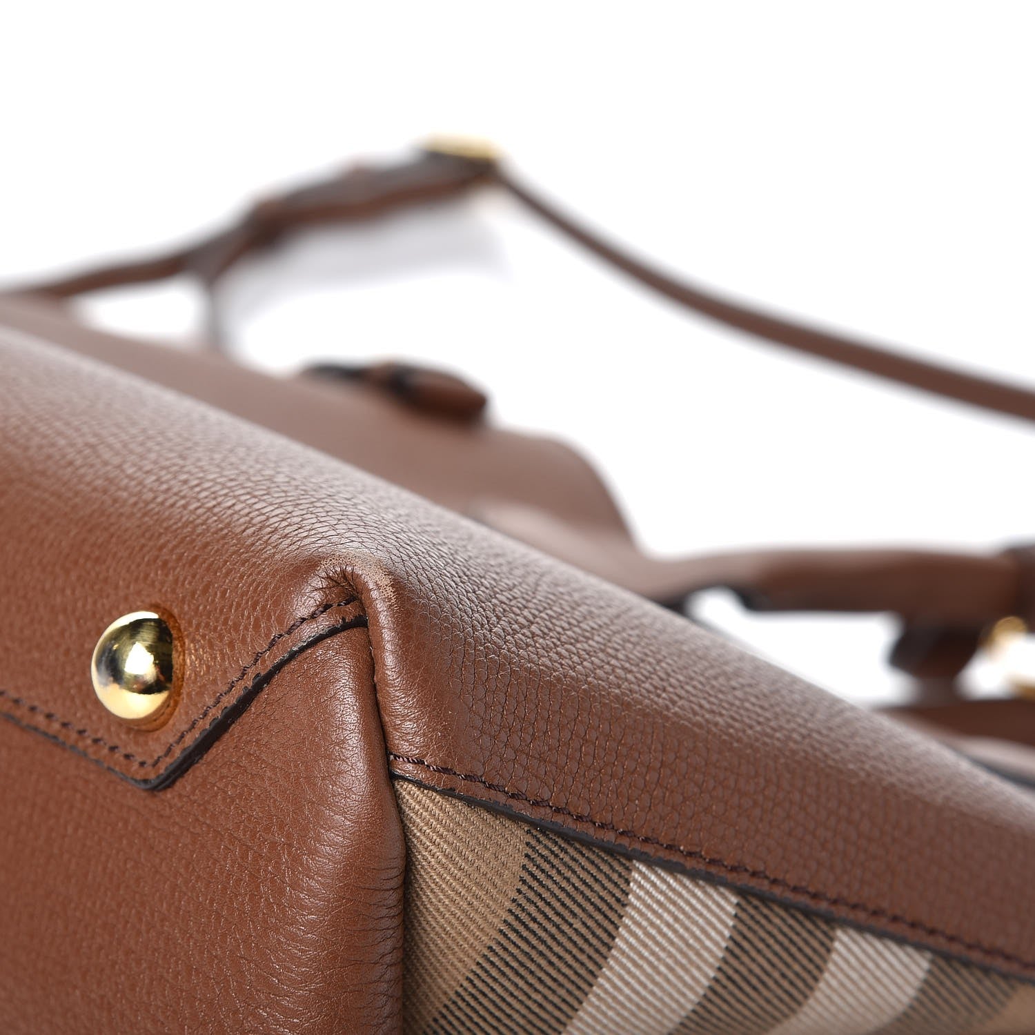 Burberry Grainy Calfskin House Check Medium Banner Tote Tan 13 of 14