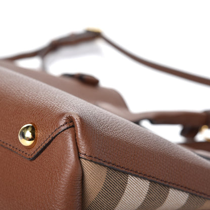Burberry Grainy Calfskin House Check Medium Banner Tote Tan 13 of 14
