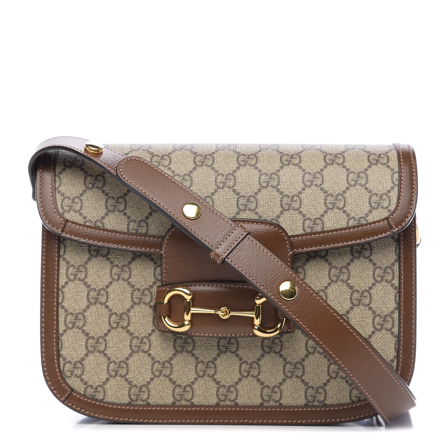 Gucci GG Supreme Monogram Horsebit 1955 Shoulder Bag Beige Brown Sugar 1 of 10