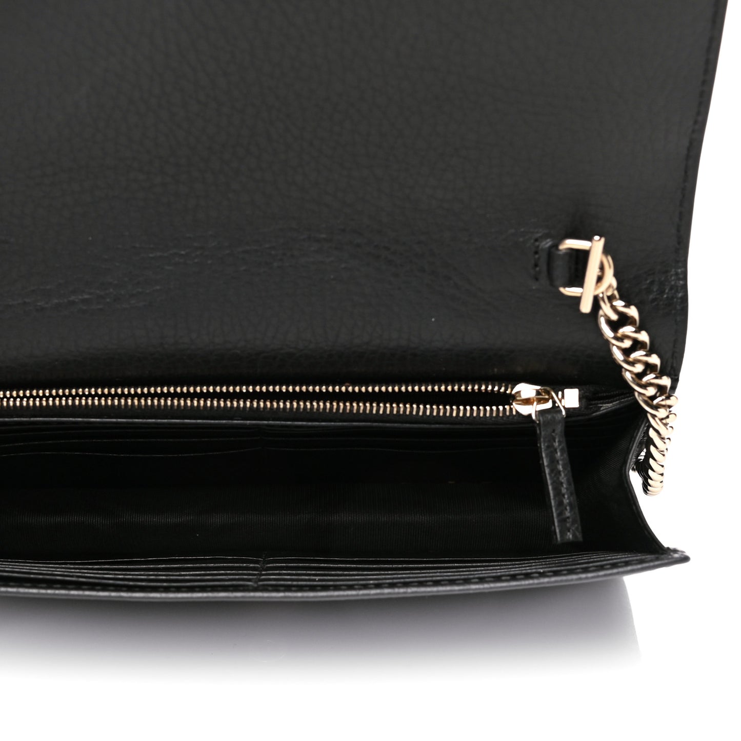 Dollar Calfskin Interlocking G Chain Wallet Black
