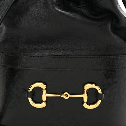 Gucci Azalea Sakai Calfskin Horsebit 1955 Drawstring Bucket Bag Black 8 of 10
