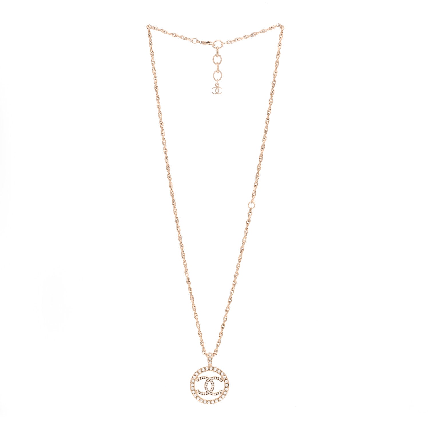 Chanel Pearl CC Round Pendant Necklace Gold 2 of 6