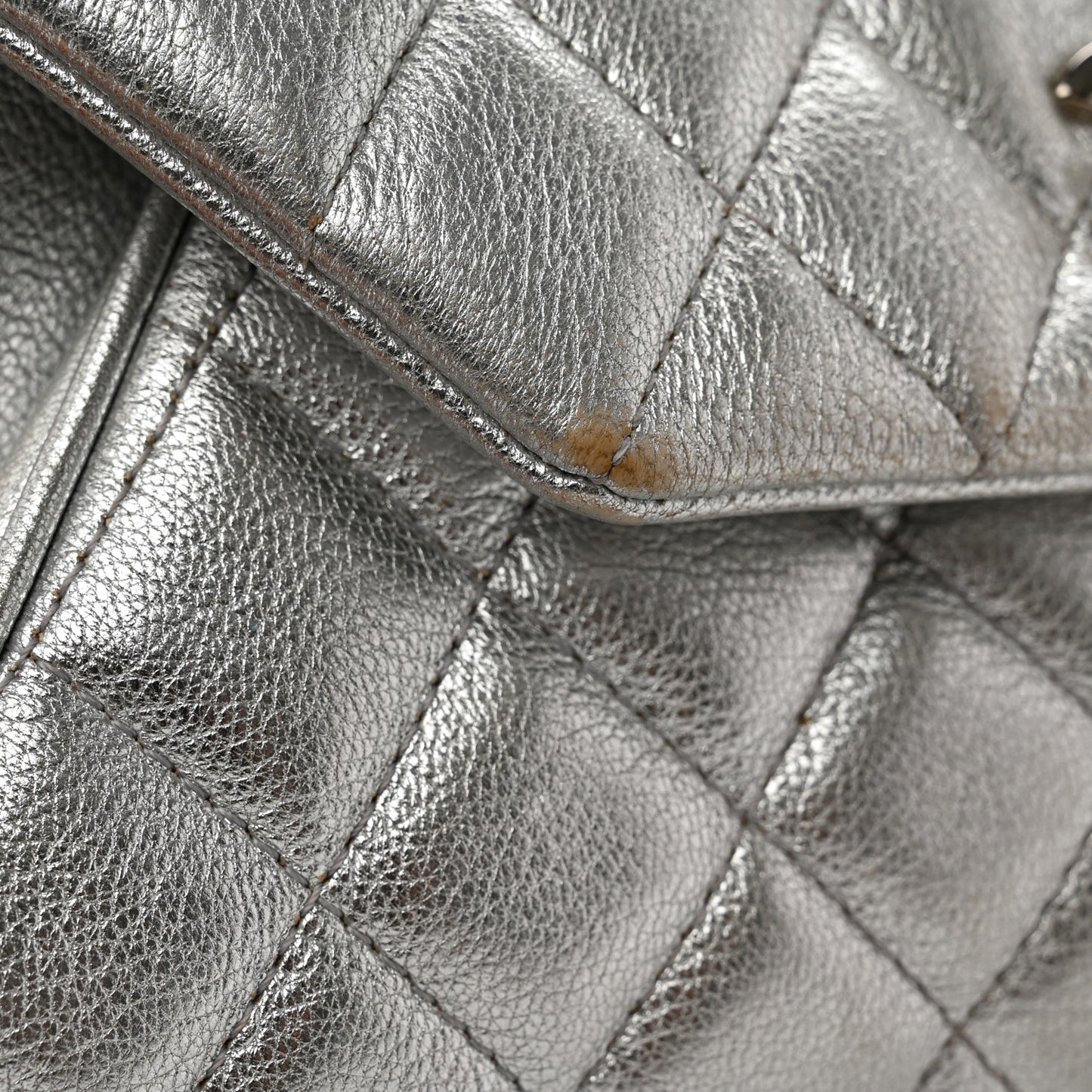 Metallic Calfskin Quilted Fold Up Again Clutch Silver