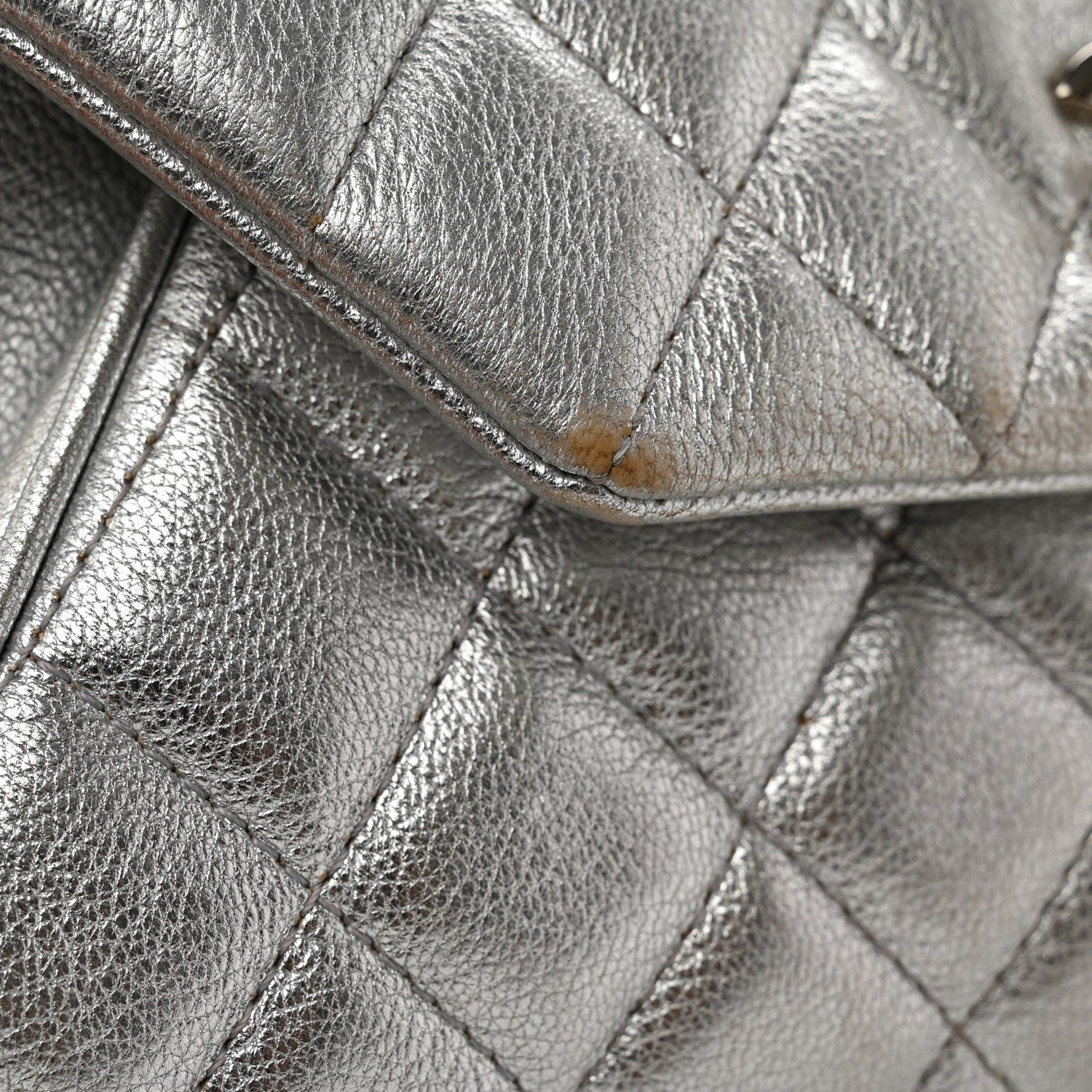 Chanel Metallic Calfskin Quilted Fold Up Again Clutch Silver 9 of 10