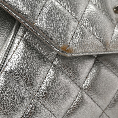 Chanel Metallic Calfskin Quilted Fold Up Again Clutch Silver 9 of 10