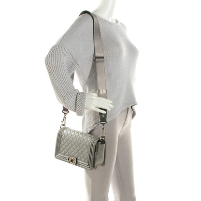 Chanel Lambskin Quilted Medium Boy Flap w Stingray Strap Silver 2 of 9