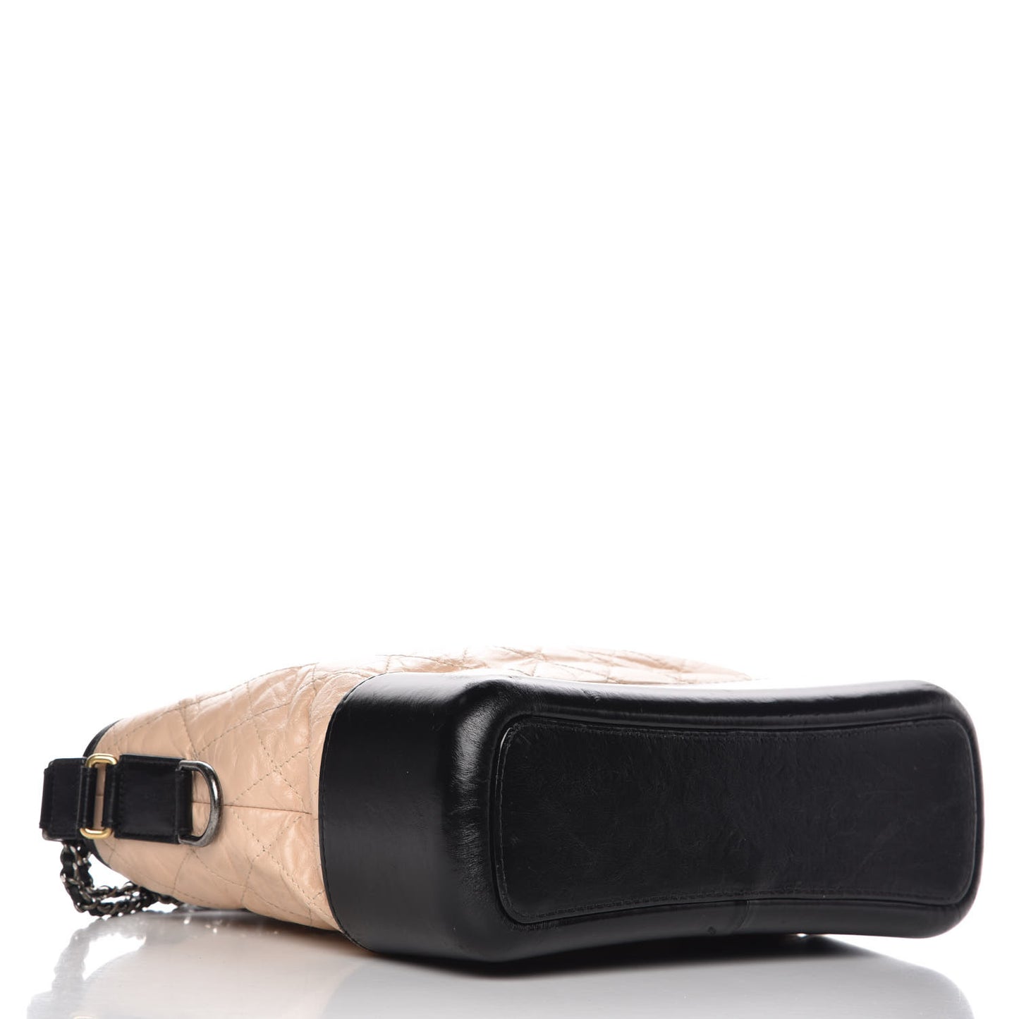 Aged Calfskin Quilted Medium Gabrielle Hobo Beige Black