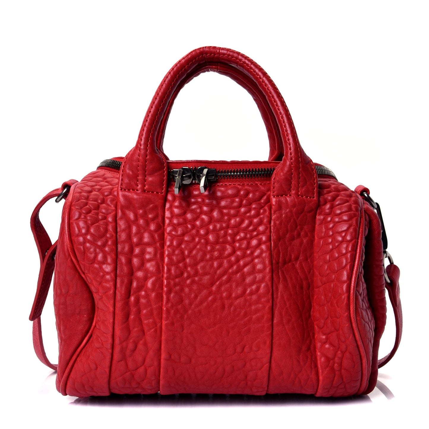 Pebbled Lambskin Mini Rockie Red Gunmetal Hardware