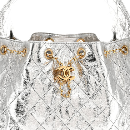 Chanel Metallic Crumpled Calfskin Quilted Small Chanel 25 Handbag Silvery 8 of 11