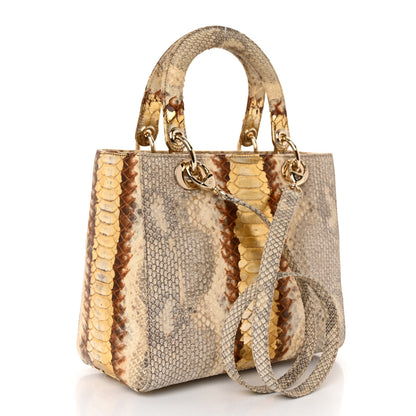Christian Dior Metallic Snakeskin Medium Lady Dior Beige Gold 3 of 11