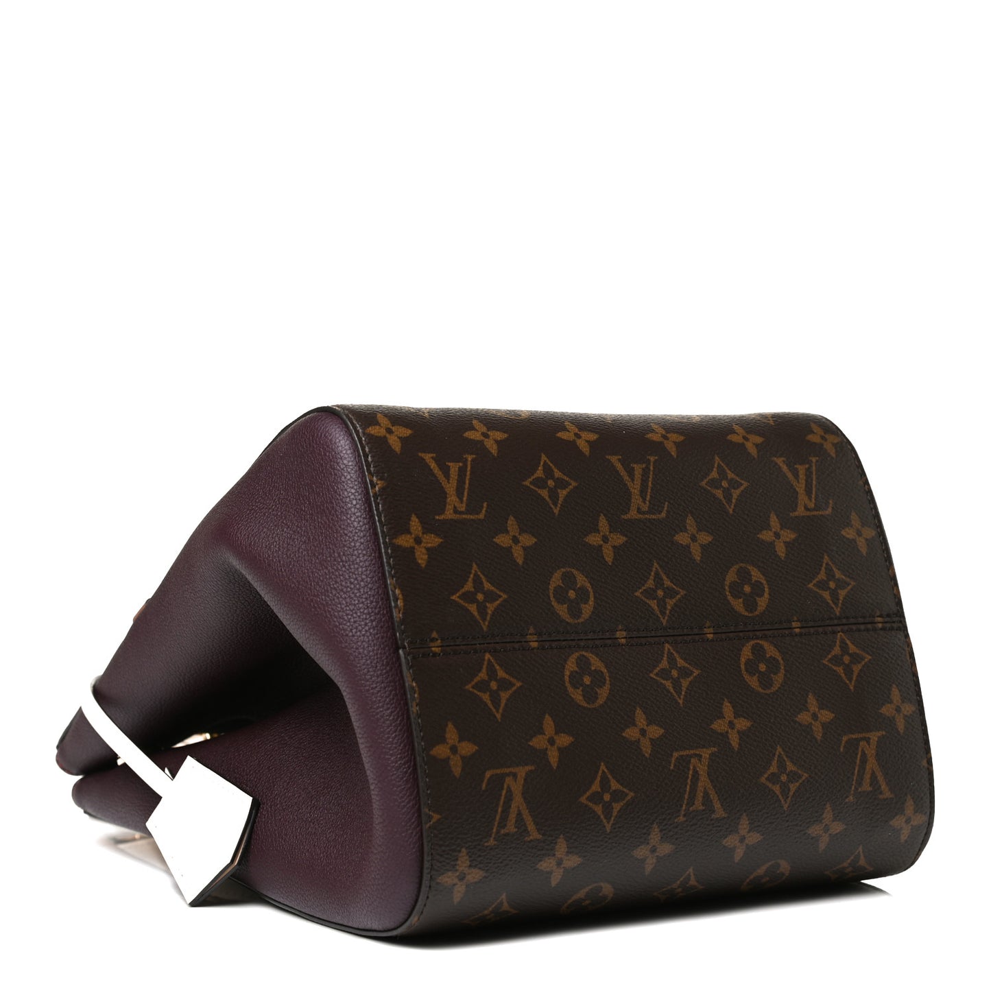 Calfskin Monogram Fold Tote MM Black Wine Cream