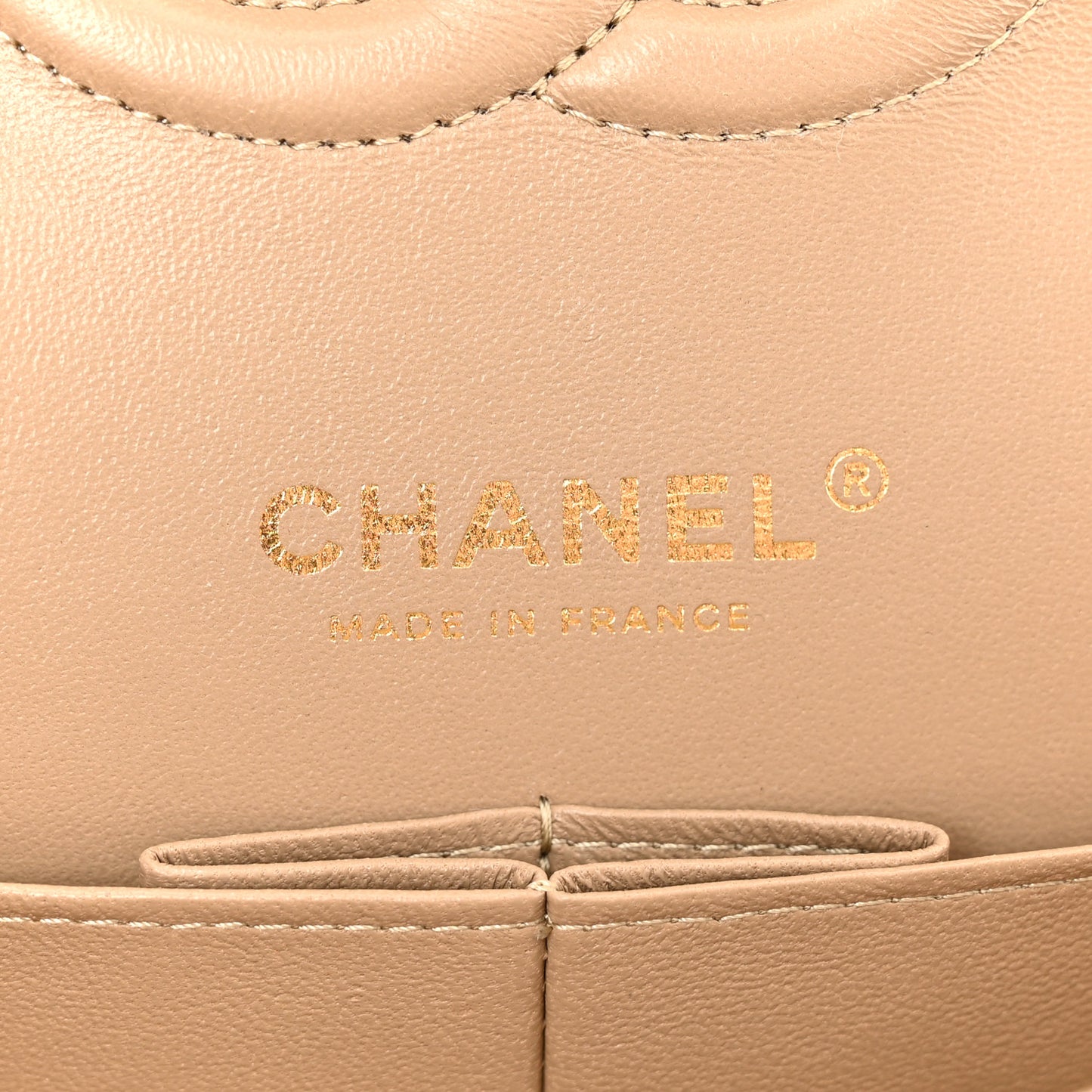 Caviar Quilted Medium Double Flap Dark Beige