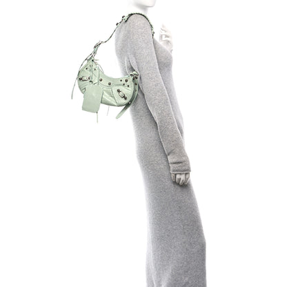 Balenciaga Extra Supple Calfskin Crocodile Embossed Le Cagole Shoulder Bag XS Light Green 2 of 12