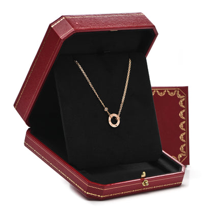 Cartier 18K Pink Gold 1 Diamond 1 Pink Sapphire LOVE Necklace 6 of 6