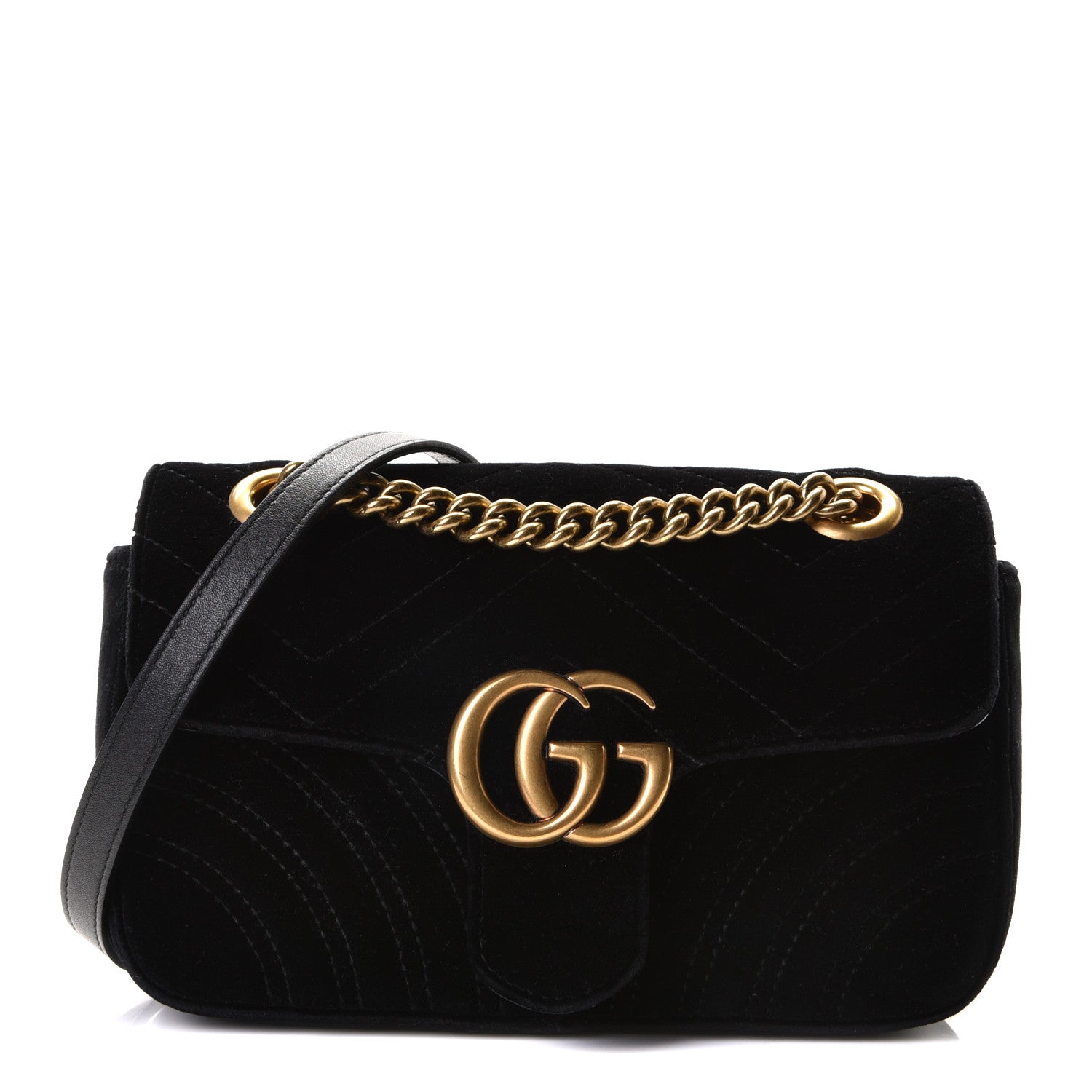 Gucci Velvet Matelasse Mini GG Marmont Shoulder Bag Black 5 of 15