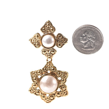 Chanel Hammered Medallion CC Dangle Clip On Earrings Gold 2 of 5
