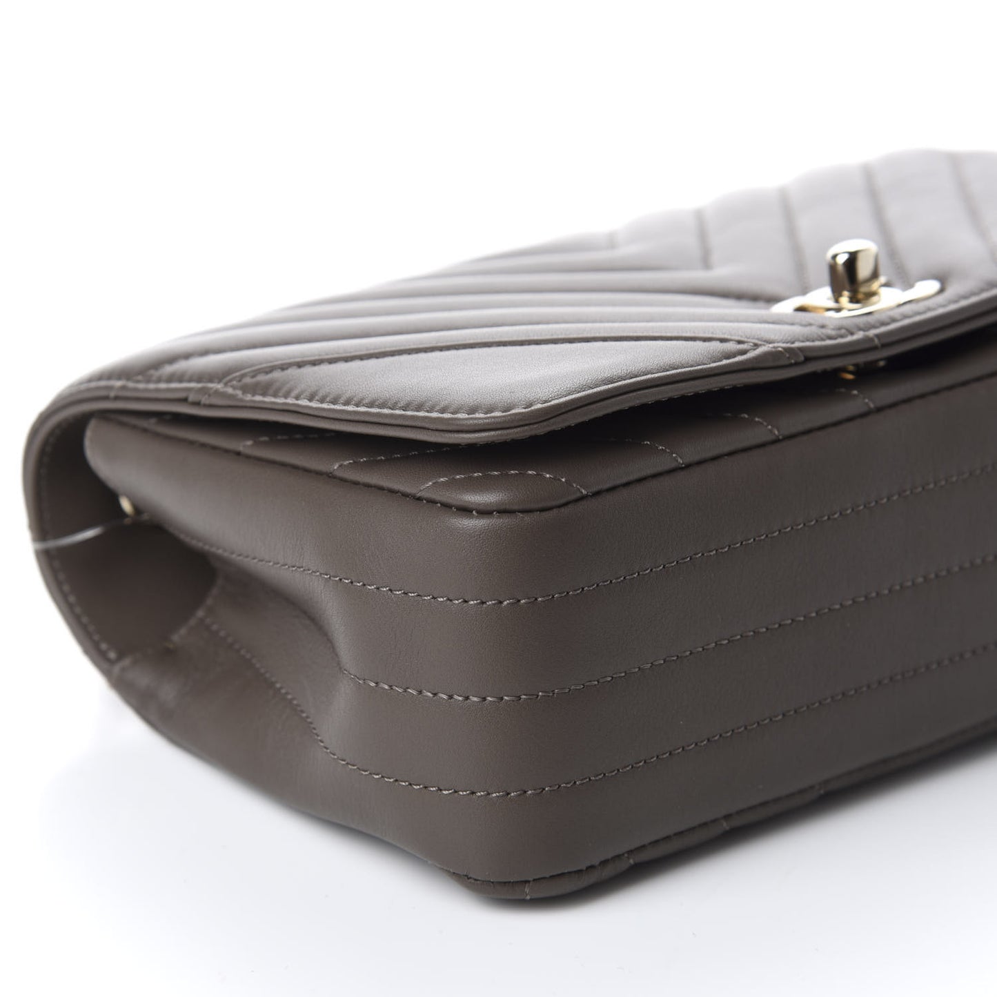 Calfskin Chevron Quilted Small Statement Flap Khaki