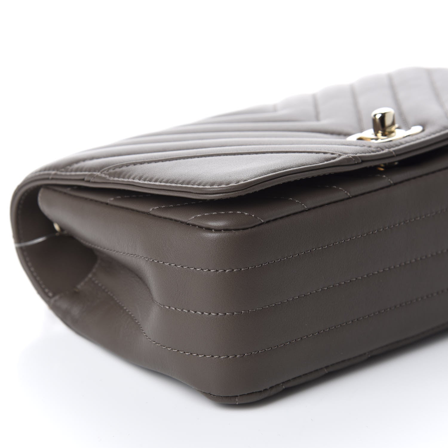 Chanel Calfskin Chevron Quilted Small Statement Flap Khaki 6 of 11