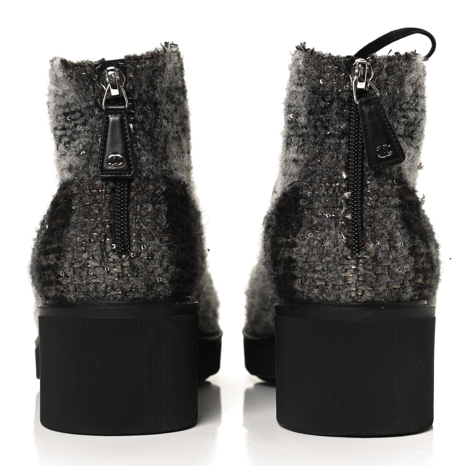 Chanel Tweed Calfskin Pearl Combat Short Boots 41.5 Multicolor 6 of 12