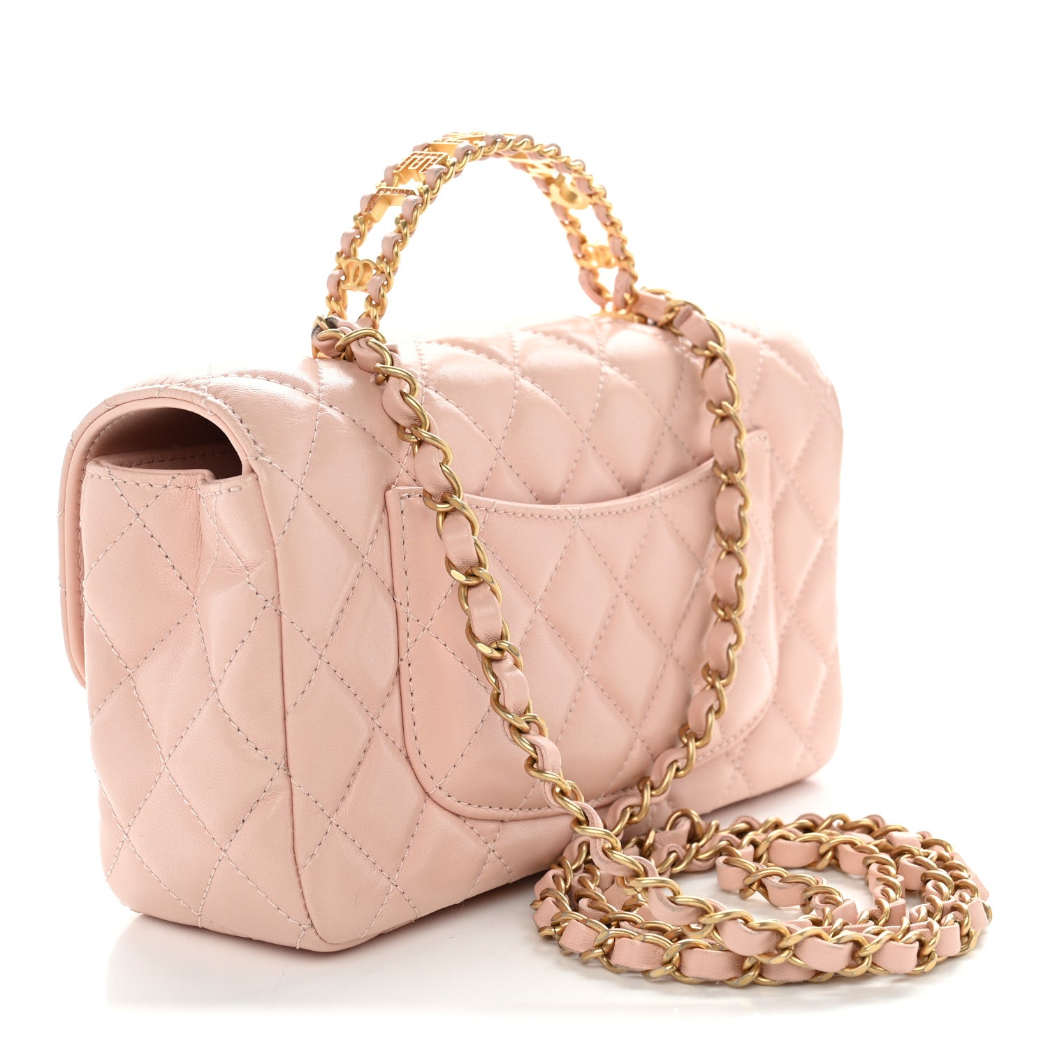 Chanel Lambskin Quilted Mini Strass On Top Flap Light Pink 2 of 10
