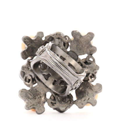 Chanel Baguette Crystal Beaded CC Ring Black Silver 3 of 4