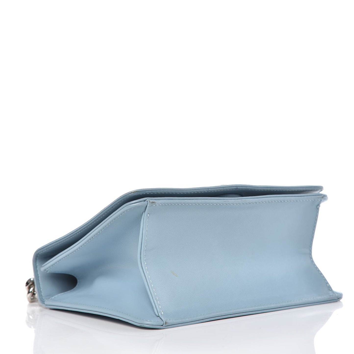 Glossy Calfskin Shagreen Badge Diorama Club Bag Ice Blue