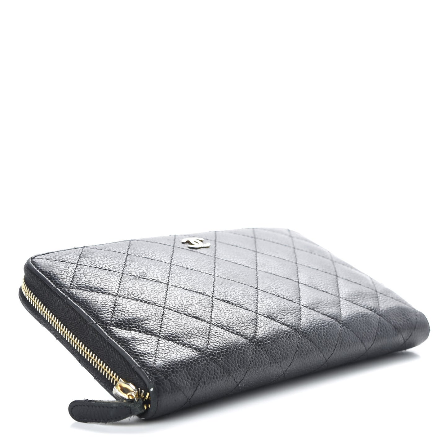 Caviar Quilted Large Zip Around Organizer Wallet Black