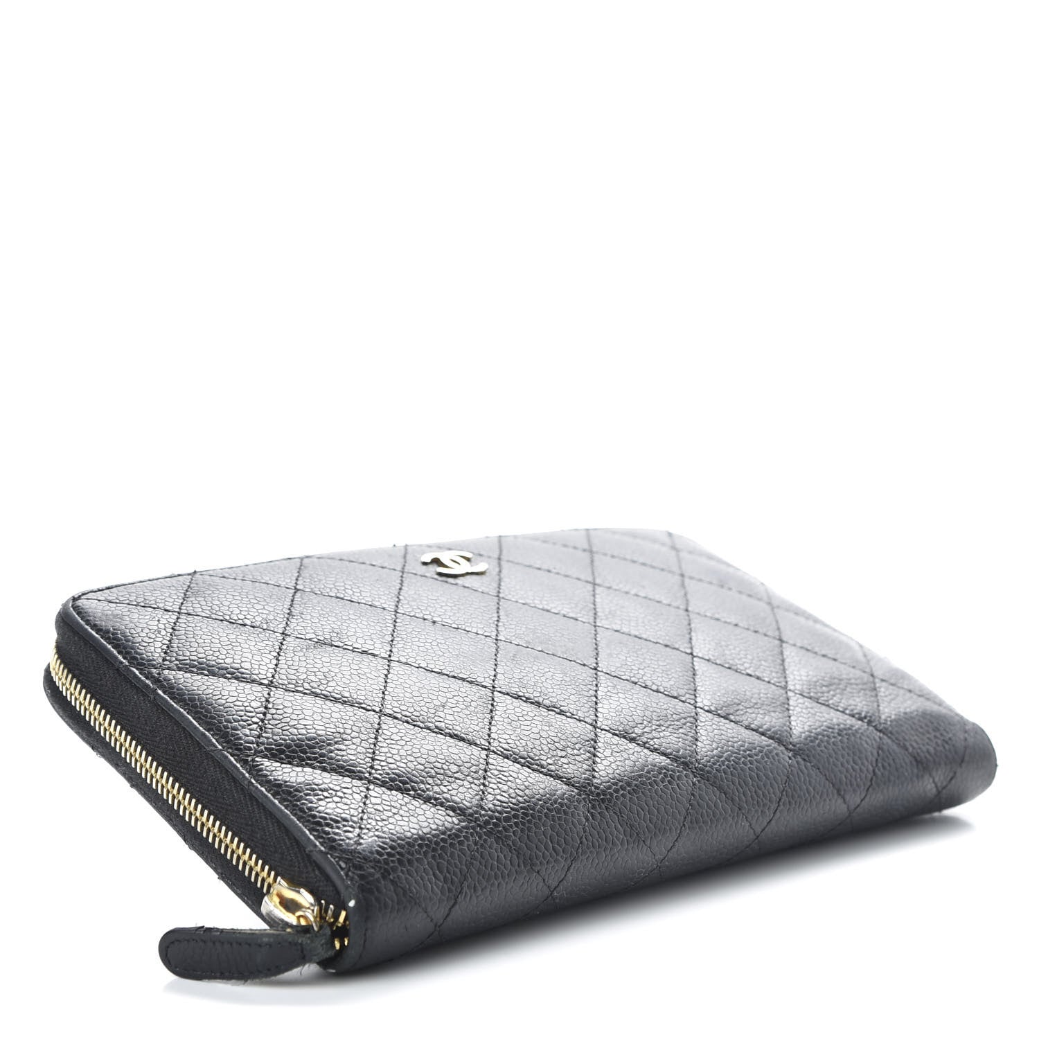 Chanel Caviar Quilted Large Zip Around Organizer Wallet Black 4 of 12