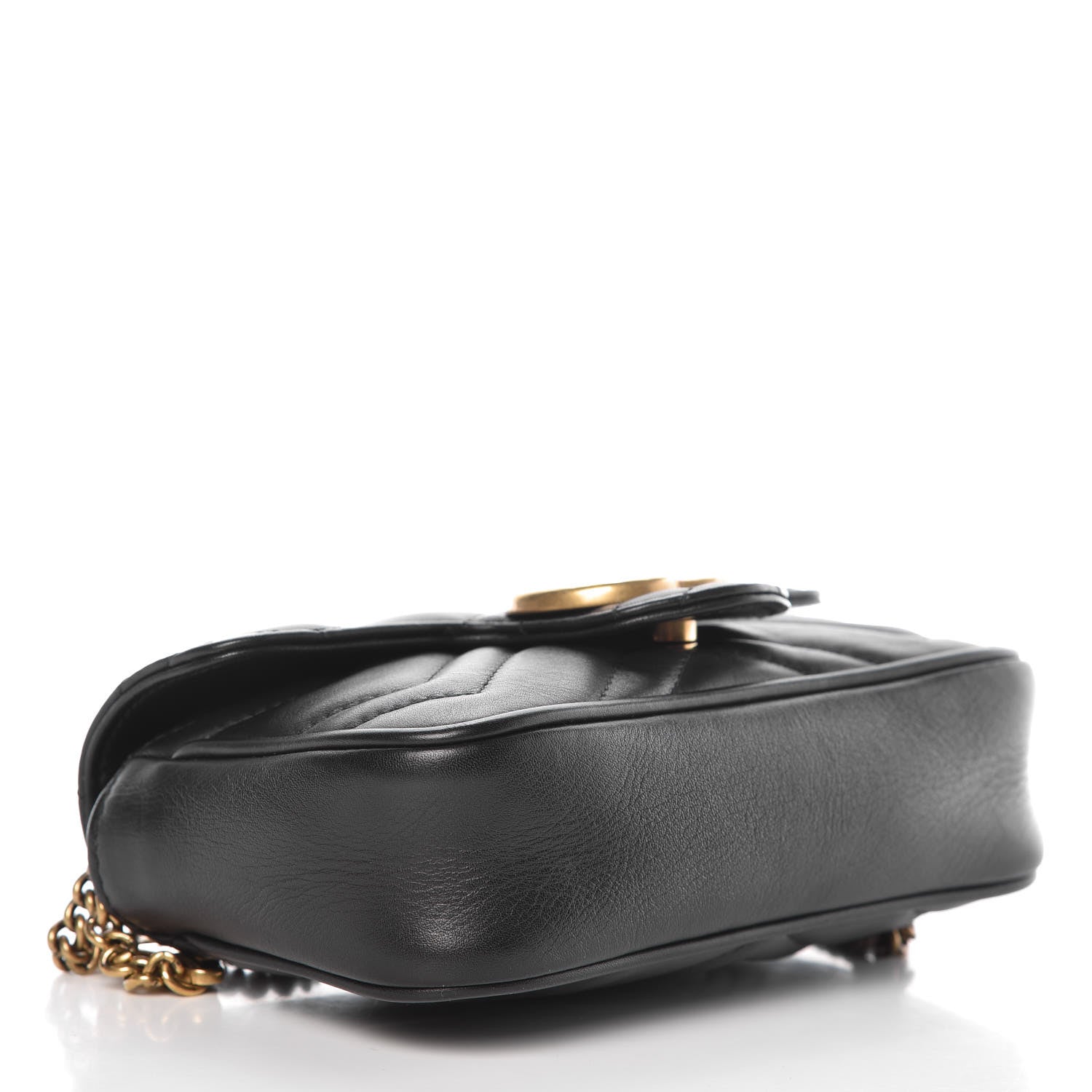 Gucci Calfskin Matelasse Super Mini GG Marmont Shoulder Bag Black 4 of 9