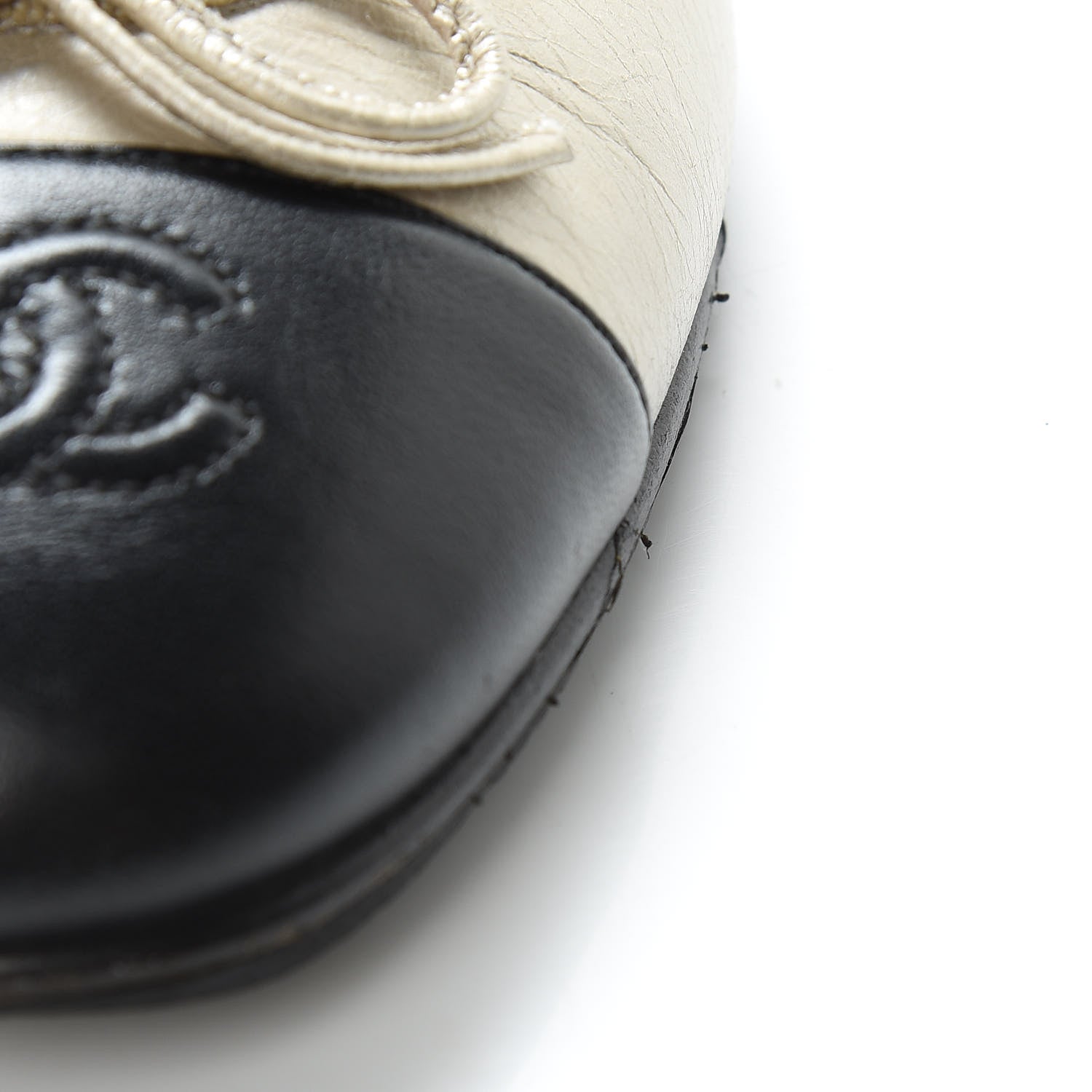 Chanel Metallic Lambskin Cap Toe CC Ballerina Flats 37 Gold Black 14 of 18