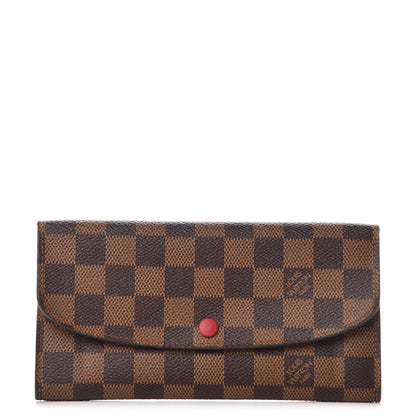 Louis Vuitton Damier Ebene Emilie Wallet Red 1 of 11