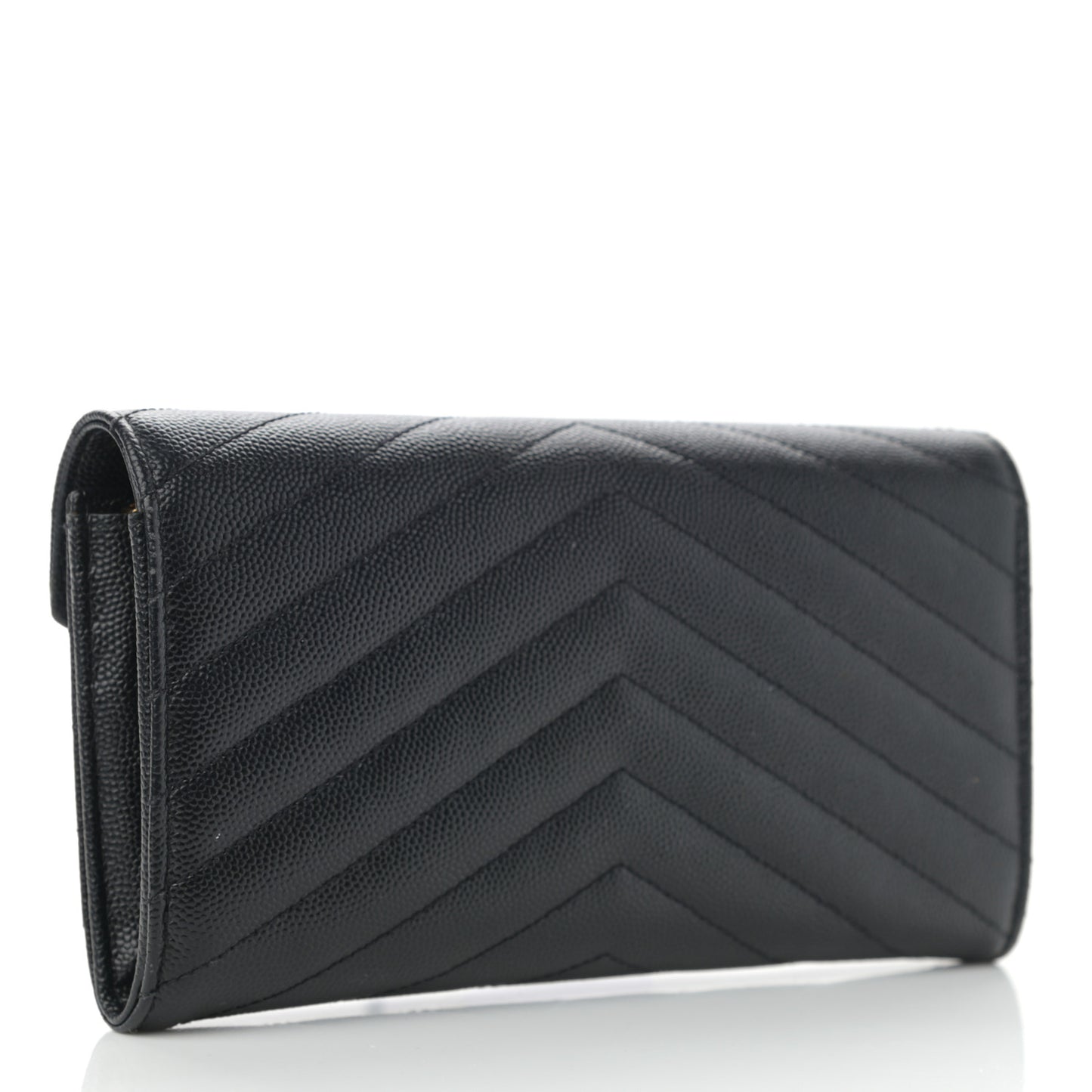 Grain De Poudre Matelasse Chevron Monogram Flap Wallet Black