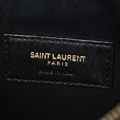 Saint Laurent Grain De Poudre Chevron Monogram Large Bill Pouch Black 6 of 7