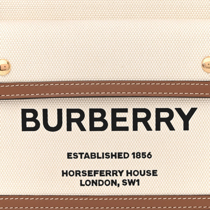 Burberry Canvas Smooth Calfskin Two Tone Mini Pocket Bag Natural Malt Brown 9 of 12