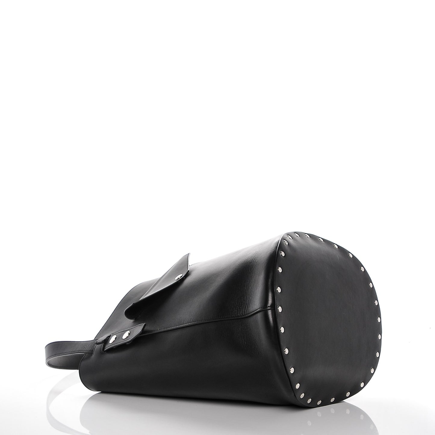 Natural Calfskin Biker Bucket Shoulder Bag Black Sunflower