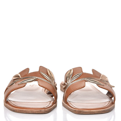 Hermes Laminated Nappa Calfskin Oran Sandals 39 Gold 2 of 12